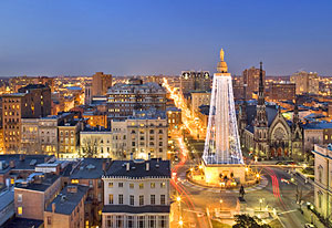 Baltimore's Washington Monument at Christmas